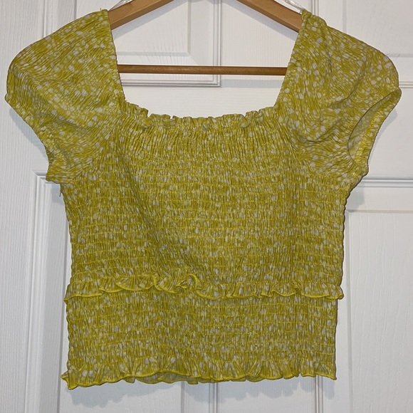 Lush yellow smocked crop top hippie boho - Picture 8 of 8